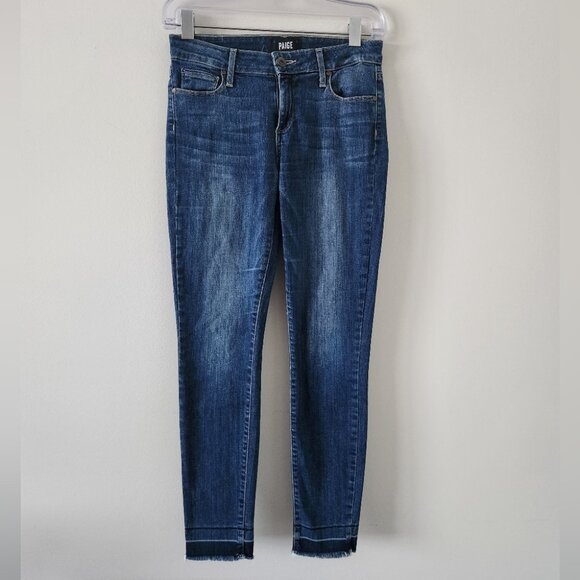 PAIGE | Denim Blue Jeans Verdugo Ankle Sandy Legging Frayed Hem Stretch sz 27 - Picture 2 of 6